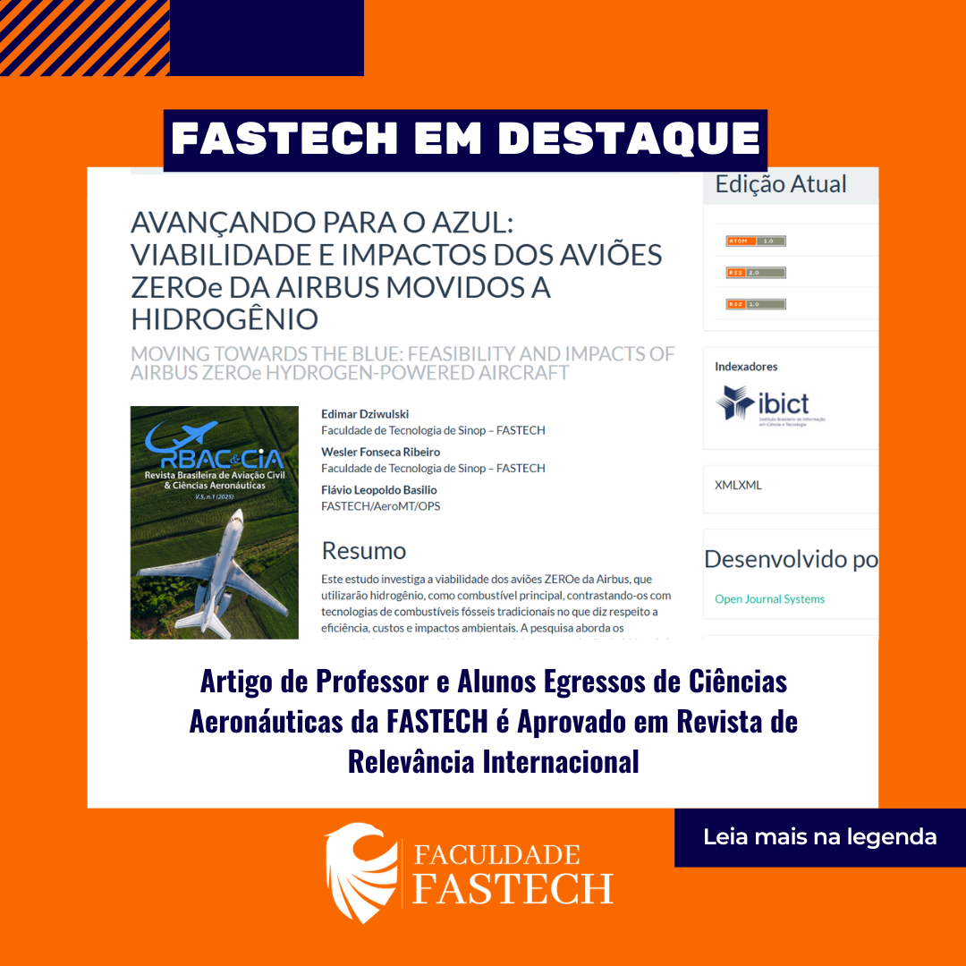Artigo de Professor e Alunos Egressos de Ciências Aeronáuticas da FASTECH é aprovado em Revista de Relevância Internacional